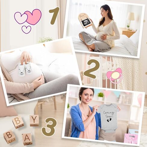 9 PCS Adpressed Agrencerces ، تشمل أحذية Baby Babysuit Board Board Board و Sign Sign Surprise إعلان مفاجئ لـ Grandparents Partner Family Family (White Come-Soon-Grey Shoe) in Kuwait