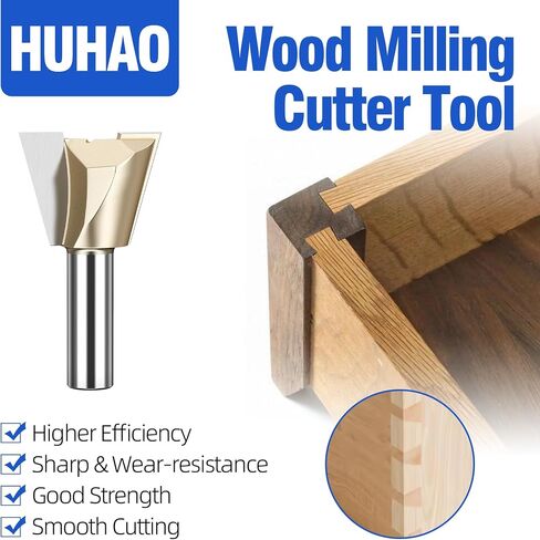 جهاز التوجيه Devetail Bit 1/2 "Shank 1-3/8" DIA TUNGSTEN CARBIDE 14.5 درجة النجارة المفصل بالتوابل نصف أعمى من خلال بتات توابل لمفاصل صندوق الخزانة على الخشب in Kuwait