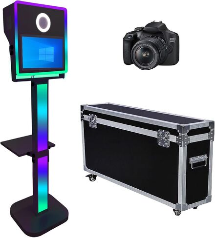 DSLR Photo Booth with 15.6 Touch Screen,Selfie Photo Booth Stand with Flight Case for Birthday Party Rental (White, Photo Booth) in Saudi Arabia