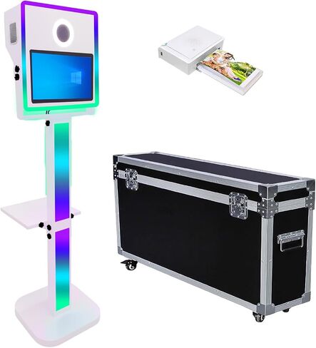 DSLR Photo Booth with 15.6 Touch Screen,Selfie Photo Booth Stand with Flight Case for Birthday Party Rental (White, Photo Booth) in Saudi Arabia