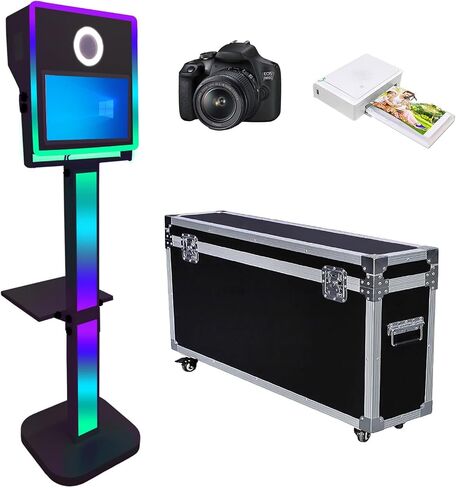 DSLR Photo Booth with 15.6 Touch Screen,Selfie Photo Booth Stand with Flight Case for Birthday Party Rental (White, Photo Booth) in Saudi Arabia
