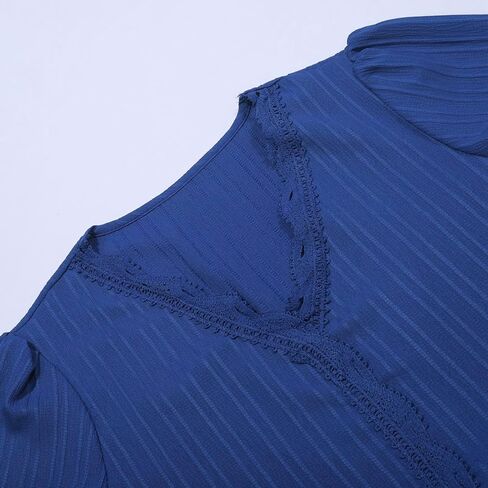 Women T Shirt V Neck Short Sleeve Lace Trim Top Dressy Casual Shirts Elegant Blouse Trendy Summer Tunic Soft Tshirts in Kuwait