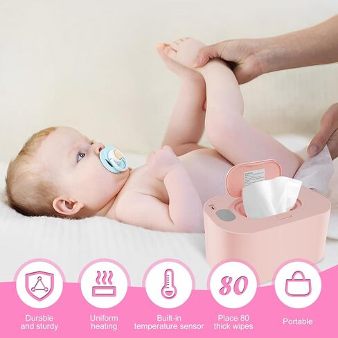 SHAFUFU Baby Wipe Warmer Thermostat Baby Wipe Heater Even Heating Wet Wipes Warmer Portable Baby Wipes Dispenser Warmer Prevent Dry USB Baby Wipe Warmer Reusable for Car Home Baby Nursery(Pink) in Saudi Arabia