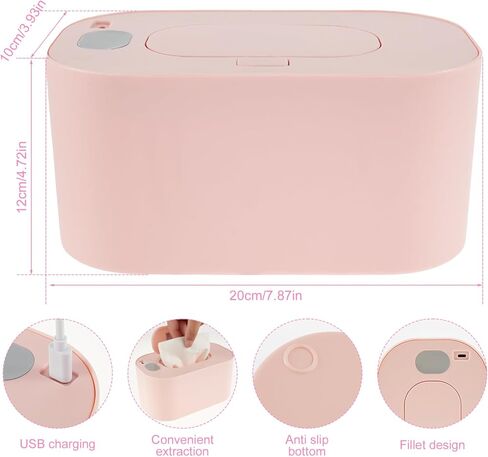 SHAFUFU Baby Wipe Warmer Thermostat Baby Wipe Heater Even Heating Wet Wipes Warmer Portable Baby Wipes Dispenser Warmer Prevent Dry USB Baby Wipe Warmer Reusable for Car Home Baby Nursery(Pink) in Saudi Arabia