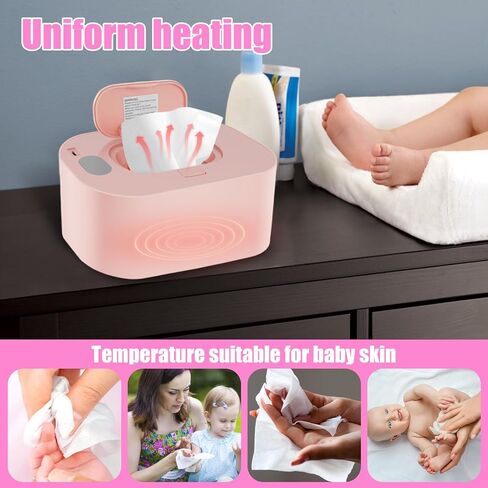 SHAFUFU Baby Wipe Warmer Thermostat Baby Wipe Heater Even Heating Wet Wipes Warmer Portable Baby Wipes Dispenser Warmer Prevent Dry USB Baby Wipe Warmer Reusable for Car Home Baby Nursery(Pink) in Saudi Arabia