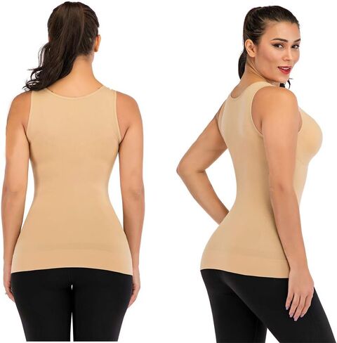 Womens Tank Tops Camisole with Built in Padded Bra Body Sculpting Vest Shelf Bra Wide Strap Sleeveless Tank Top in Saudi Arabia