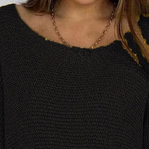 JEsilunmaMY Women's Elegant Crewneck Sweater Top 3/4 Sleeve Loose Knit Pullover Tunic Blouse Solid Color Fall Fashion Clothes in Kuwait