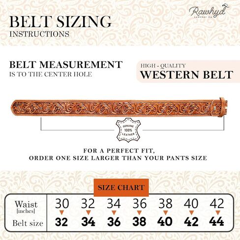 RAW HYD Leather Western Belts for Men - Cowboy Belts for Men - Mens Western Belt w/Buckle - 1.5" Wide Mens Cowboy Belt in Kuwait