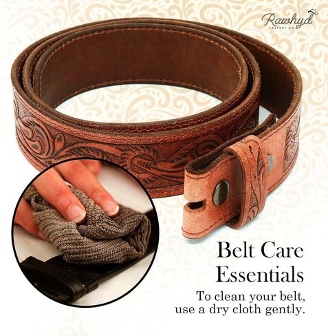 RAW HYD Leather Western Belts for Men - Cowboy Belts for Men - Mens Western Belt w/Buckle - 1.5" Wide Mens Cowboy Belt in Kuwait