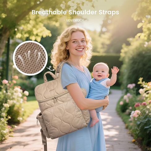 LOVEVOOK Diaper Bag Backpack,Lightweight Baby Diaper Bag for Moms Dads,Baby Bag for Boys Girls with Insulated Pockets, Changing Pad, Stroller Straps and Pacifier Case,Khaki in Saudi Arabia