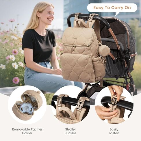 LOVEVOOK Diaper Bag Backpack,Lightweight Baby Diaper Bag for Moms Dads,Baby Bag for Boys Girls with Insulated Pockets, Changing Pad, Stroller Straps and Pacifier Case,Khaki in Saudi Arabia