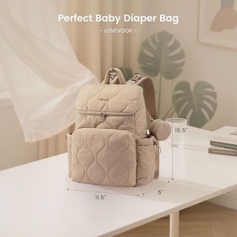 LOVEVOOK Diaper Bag Backpack,Lightweight Baby Diaper Bag for Moms Dads,Baby Bag for Boys Girls with Insulated Pockets, Changing Pad, Stroller Straps and Pacifier Case,Khaki in Saudi Arabia