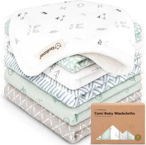 6-Pack Cotton Baby Washcloths for Newborn - Organic Cotton Muslin Soft Wash Cloths for Babies, Infant, Kids, Toddler Towels for Boy, Girl, Super Absorbent Face Cloths, Scratch-Free Baby Rags (Nordic) in Saudi Arabia