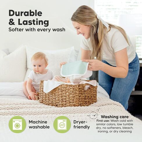 6-Pack Cotton Baby Washcloths for Newborn - Organic Cotton Muslin Soft Wash Cloths for Babies, Infant, Kids, Toddler Towels for Boy, Girl, Super Absorbent Face Cloths, Scratch-Free Baby Rags (Nordic) in Saudi Arabia