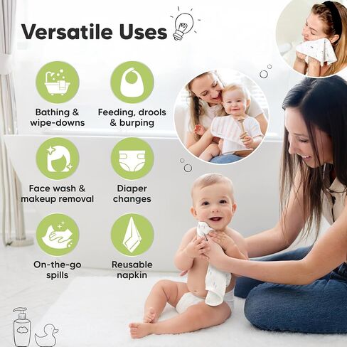 6-Pack Cotton Baby Washcloths for Newborn - Organic Cotton Muslin Soft Wash Cloths for Babies, Infant, Kids, Toddler Towels for Boy, Girl, Super Absorbent Face Cloths, Scratch-Free Baby Rags (Nordic) in Saudi Arabia