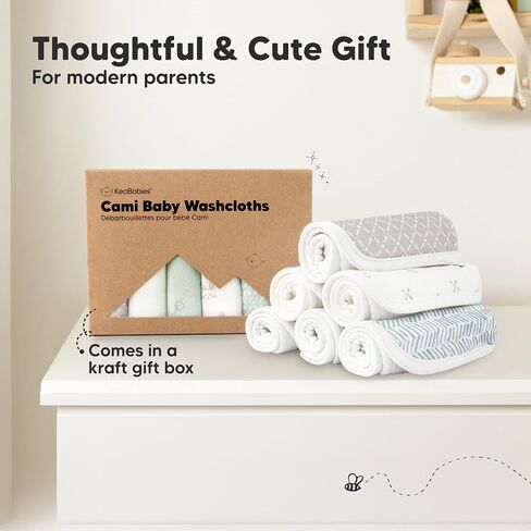 6-Pack Cotton Baby Washcloths for Newborn - Organic Cotton Muslin Soft Wash Cloths for Babies, Infant, Kids, Toddler Towels for Boy, Girl, Super Absorbent Face Cloths, Scratch-Free Baby Rags (Nordic) in Saudi Arabia