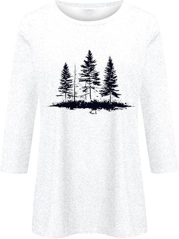 3/4 Sleeve Tops for Women Crew Neck Beach Vacation Tshirts Floral Printed Fashion Tops Casual Trendy Blouses in Saudi Arabia