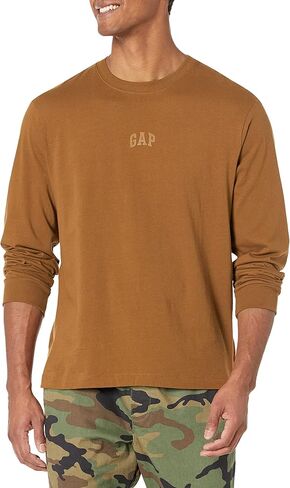 GAP Mens Relaxed Fit Long Sleeve Logo T-Shirt T Shirt, Black 4, Large US in Saudi Arabia