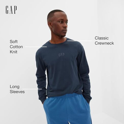 GAP Mens Relaxed Fit Long Sleeve Logo T-Shirt T Shirt, Black 4, Large US in Saudi Arabia