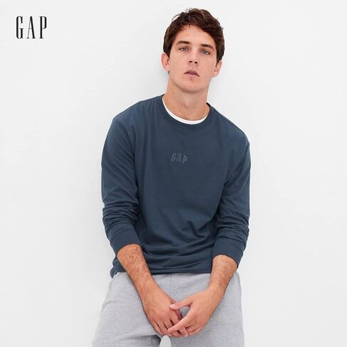 GAP Mens Relaxed Fit Long Sleeve Logo T-Shirt T Shirt, Black 4, Large US in Saudi Arabia