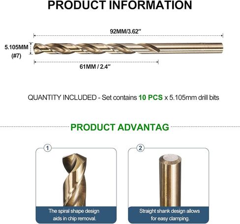 METALLIXITY Drill Bit (#8) 5Pcs, 4341 High-Speed Steel Straight Shank 135° Gold Finish for Copper Aluminum Wood Plastic Medium Hard Metal in Saudi Arabia