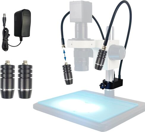 Microscope Light 6W 6500K Dual Gooseneck Spotlight مع مصدر إضاءة قابلاً للضبط 64 in Kuwait