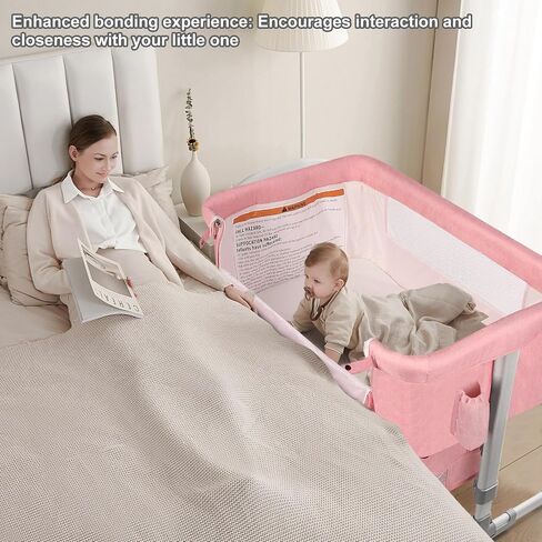 BABY BASSINET SEIDER مع محطة تغيير حفاضات + صافي البعوض + 16GALLON تخزين السعة ، قابلة للتعديل ومحمولة سرير BASSLEEPING BABY (وردي) in Saudi Arabia