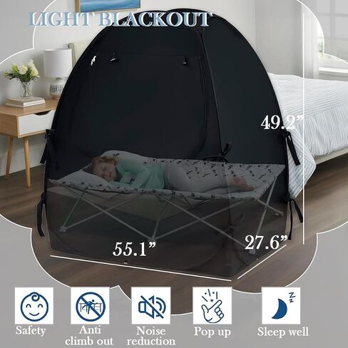 Akiky Blackout Tent Crib يطفئ خيمة Mini Mini Crib و Pack n Play Tent Trent Travel Crib ، غطاء سرير المظلة ، وجراب النوم للأطفال الصغير in Saudi Arabia
