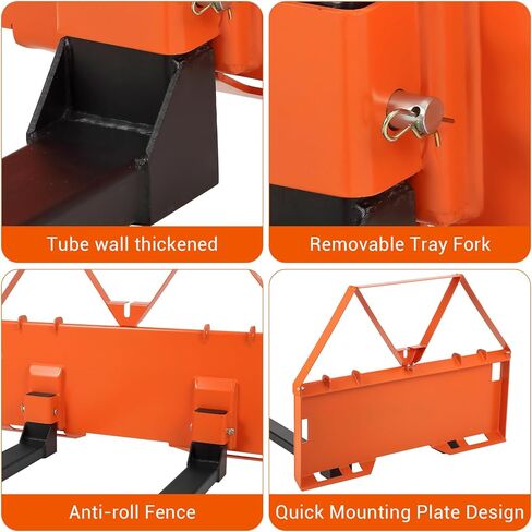 46" Heavy-Duty Tractor Pallet Forks, 3200lbs Capacity, Quick Attach Bucket Forks with Hitch Ball, Versatile Loader Forks for Farms, Warehouses, and Construction Sites, Durable Orange Design in Kuwait