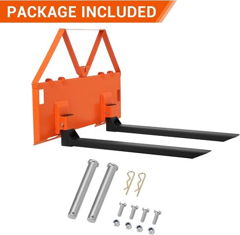 46" Heavy-Duty Tractor Pallet Forks, 3200lbs Capacity, Quick Attach Bucket Forks with Hitch Ball, Versatile Loader Forks for Farms, Warehouses, and Construction Sites, Durable Orange Design in Kuwait