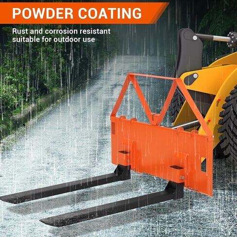 46" Heavy-Duty Tractor Pallet Forks, 3200lbs Capacity, Quick Attach Bucket Forks with Hitch Ball, Versatile Loader Forks for Farms, Warehouses, and Construction Sites, Durable Orange Design in Kuwait
