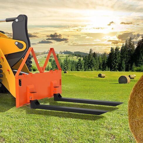 46" Heavy-Duty Tractor Pallet Forks, 3200lbs Capacity, Quick Attach Bucket Forks with Hitch Ball, Versatile Loader Forks for Farms, Warehouses, and Construction Sites, Durable Orange Design in Kuwait