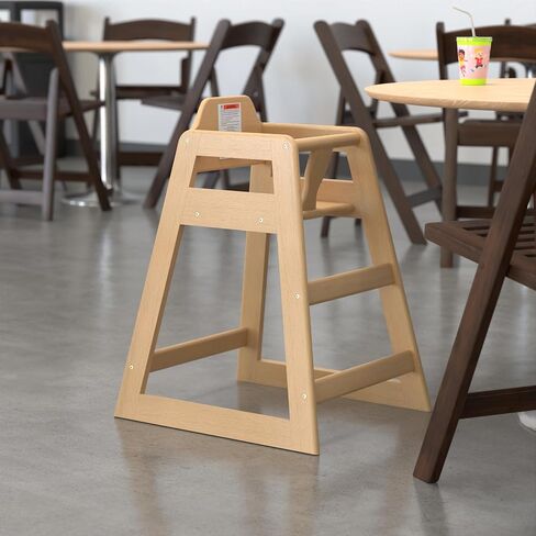 Black Wooden High Chair for Baby and Toddlers - Portable Travel - Restaurant Wood Highchair to Table, Folding Seat Booster Girl and Boy with Safety Straps and Steps - Industrial Ready-to-Assemble in Kuwait