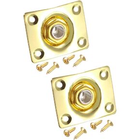 uxcell 1/4 Inch 6.35mm Guitar Mono Output Jack Plate Input Socket for Gibson LP/EPI Les Paul Electric Guitar, Golden 2Pcs