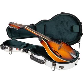Crossrock Fiberglass Mandolin Case-Universal Designed for Both A and F Style, with Accessory Compartment, Backpack Straps, TSA Lock-White (CRF2020MAFWT)