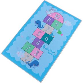 Hopscotch Rug Educational Fun Toys Playroom Area Rug Soft Floor Area Rug Hopscotch Floor Decor Mat Carpet for Kids Room Blush Decor Kid Room Carpet Ground Pad Polyester Crawl Child