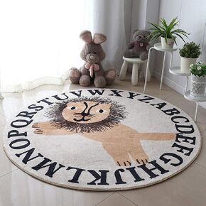 LIULA Round Rug,Cute Animals Large Non Slip Super Soft Plush Area Rug for Kids Room Playroom Nursery Bedroom, Educational Washable Circular Floor Mat for Home Room Decorative(39.4",Forest)