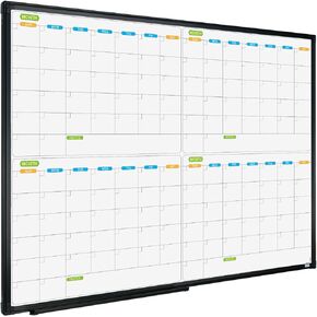 JILoffice Magnetic Dry Erase Calendar Whiteboard, 2 Month White Board Planner 36 X 24 Inch, Black Aluminum Frame Wall Mounted Board for Office Home and School