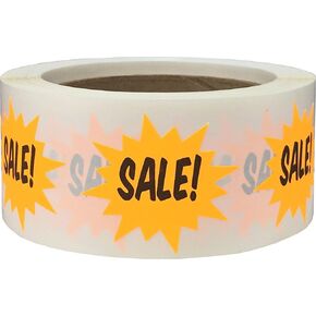 Burst Sale Stickers Fluorescent Orange Starburst Design, 2 Inches, 500 Total Labels
