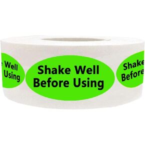 Remarkable Shake Well before Using Stickers, 0.75 x 1.5 inch Fluorescent Green with Black Shake Well before Using Stickers Labels, 500 Labels on a Roll