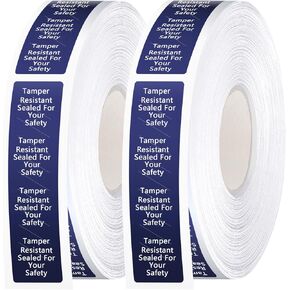 Outus 1000 Pcs 2 Rolls Tamper Evident Labels Holographic Adhesive Safety Stickers 0.75 x 3.5'' Tamper Evident Tape for Security Food Delivery Bag Closure Container Box Jar Mailing Packaging Sealing