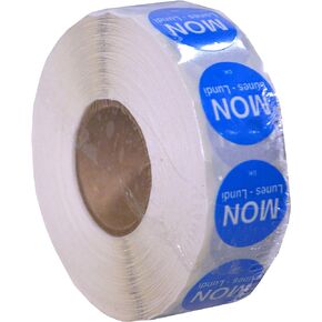 DayMark Safety Systems-I132153 Day of The Week 3/4" Circle Permanent Labels, MON-Sun, Label Dispenser Included (7,000 Labels)