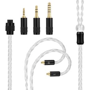 8 Core MMCX Cable with Interchangeable 2.5mm/3.5mm/4.4mm Plug Audio Cable Cord Compatible with Shure SE215 SE315 SE846 SE535 SE425 SE535LTD Headphones, Shure MMCX Cable Replacement 4FT