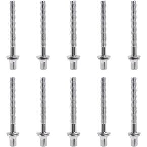 Yibuy 10 Pieces Drum Tension Rods Iron 1/5" Thread 50mm for Percussion w/Gaskets