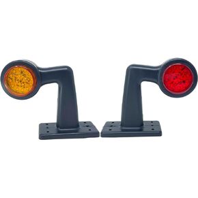 All Star Truck Parts] 2pc Amber/Red 32-LED Double Face Rubber Surface Mount Pedestal Fender Side Marker Light Truck Trailer Flatbed Cargo Utility- Left and Right Angled Short Rugged IP67 Waterproof…