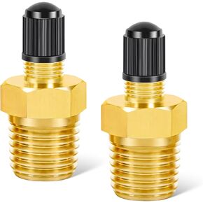 2Pcs Air Inflator Adapter, 1/4" NPT to Standard Schrader Valve, Tire Inflator Connector for Auto Portable Air Compressor/Pump, Includes Protective Caps