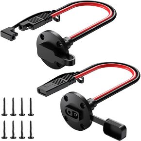 SAE Connector Power Socket Sidewall Port, 10AWG Cable Weatherproof Cable Quick Connect Panel Mount Universal Flush Mount Adapter for Solar Generator Battery Charger (2 Pack)