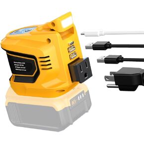 200W Portable Power Inverter for DeWALT 20V,Ecarke Outdoor Generato Battery Converter with 2 USB&LED&AC Battery Powered Outlet,Convert DC 18V/20V to AC 110V-120V Portable Power Station(Tool Only)