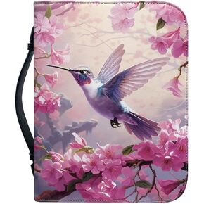 Hummingbird Floral Pink Print Bible Covers for Women Men PU Leather Bible Case Bible Bag with Handle Bible Tote Bag Zipper Bible Cover for Bible Study Supplies, XL in Kuwait