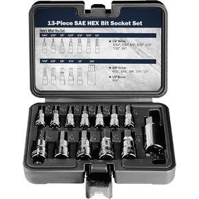 Torx Bit Socket Set, 60-Piece External Torx Socket Set SAE and Metric, S2 Alloy Steel and CRV Sockets with Enhanced Storage Case